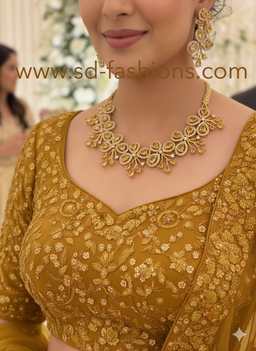 Drop stone Big Ad Necklace set made in India